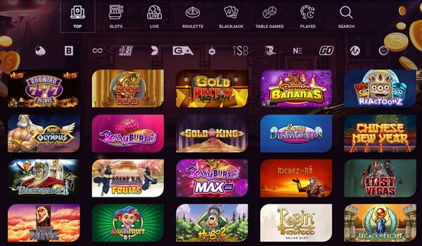 Online gambling games in a casino Casinonic